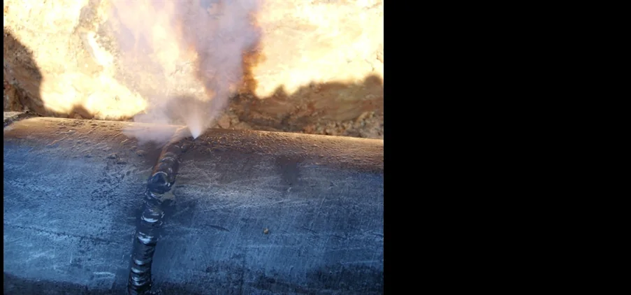 Documented ammonia pipeline leak beside a circumferential weld
